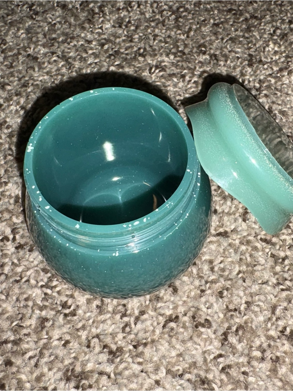 Teal Glass Cosmetic Jar with Lid